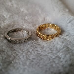 Coach rings, both size 8, silver, gold
